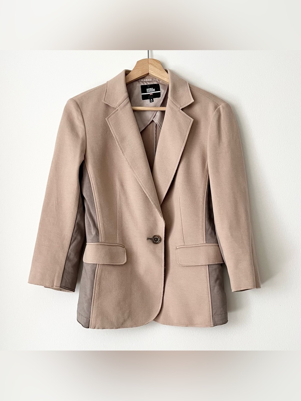 Uniqlo x Double Standard Clothing Women's Mixed Media Blazer Tan Size M Comfy